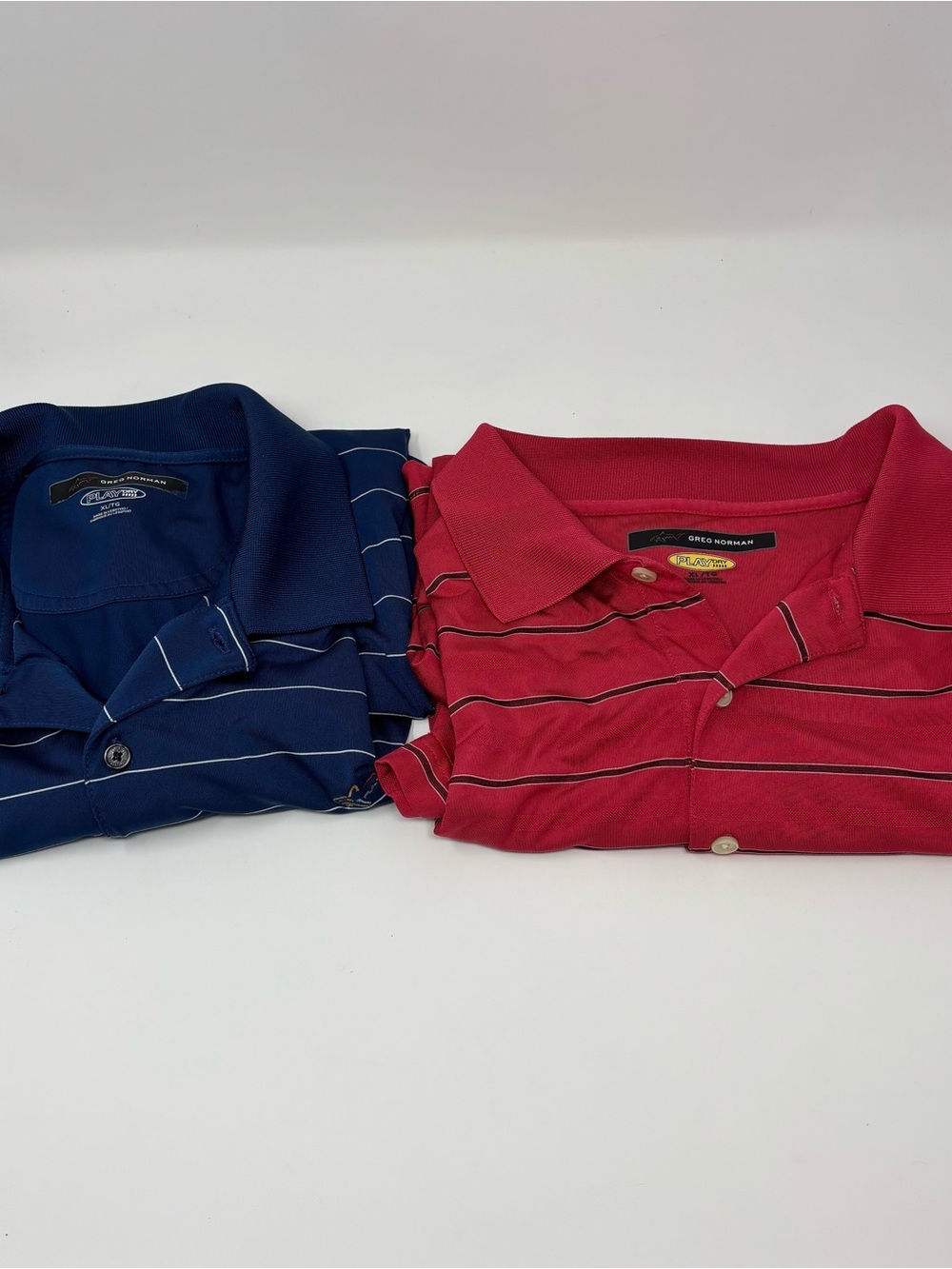 Greg Norman PlayDry Polo Bundle Mens XL Blue Red Performance Golf Pack of 2